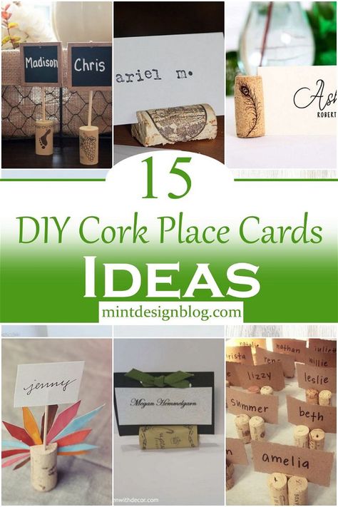 Diy Cork Place Card Holders, Wine Cork Place Cards, Wine Cork Place Card Holders Diy, Cork Name Card Holders, Place Card Holder Ideas, Christmas Place Cards Diy, Homemade Place Cards, Diy Place Card Holders, Place Card Holders Diy