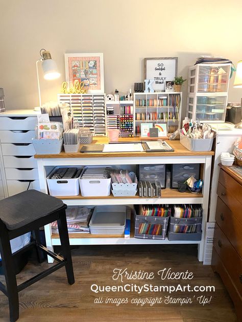 QCSA - Stampin' Up! Demonstrator Craft Room Tour Stampin Up Craft Room Ideas, Stampin Up Storage, Scrapbooking Rooms, Craftroom Ideas, Craft Room Ideas, Up Craft, Craft Spaces, Ikea Ideas, Studio Spaces