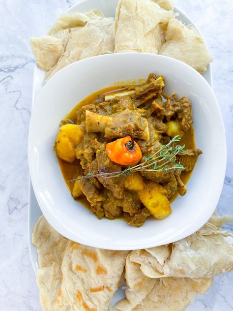 Jamaican Curried Goat and Guyanese Roti - New Guyanese Roti, Jamaican Curry Goat, Jamaican Curry Powder, Jamaican Beef Patties, Coconut Curry Shrimp, Cooking Curry, Boiled Chicken Breast, Curry Goat, Jamaican Curry