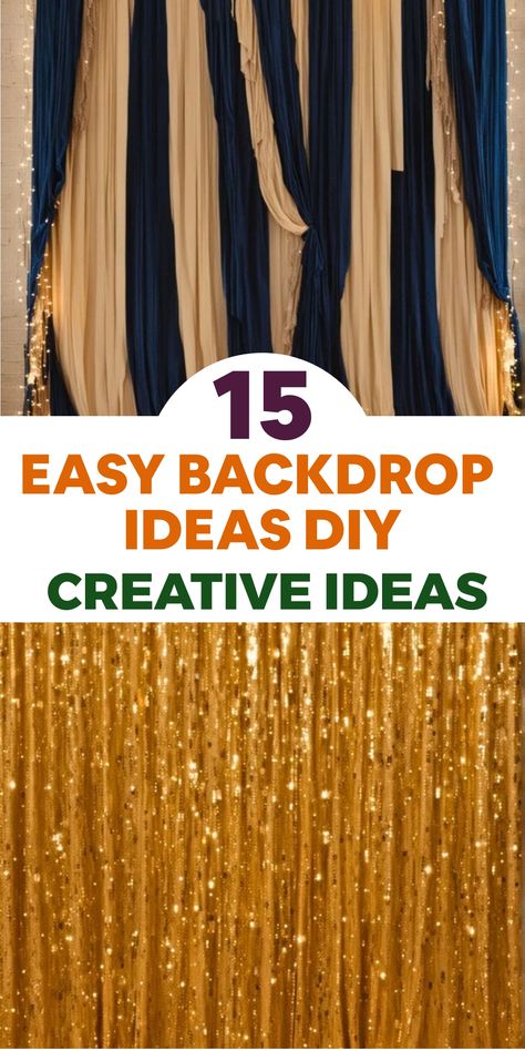 Create stunning backdrops effortlessly with these simple DIY ideas. Transform any space using colorful paper, balloons, fabric, or rosettes. Elevate the atmosphere with a vibrant balloon garland by inflating balloons of different sizes and colors. Hang them against a wall or backdrop stand for a festive touch. Alternatively, craft decorative paper fans or rosettes by folding and securing paper pieces together. Attach these creations to surfaces using adhesive or string for an elegant look. Toga Party Photo Backdrop, Easy Diy Backdrop Photo Shoots, Diy Black Photo Backdrop, 50th Wedding Anniversary Backdrop Ideas, Casino Backdrop Ideas, Classy Backdrop Ideas, How To Hang Plastic Tablecloth Backdrop, Holiday Backdrop Ideas Diy Photo Booth, Diy Fall Backdrop Ideas