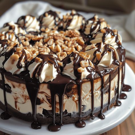 Hot Fudge Sundae Brownie Cheesecake - Recipes, Tasks & Tools Hot Fudge Brownie Cheesecake, Hot Fudge Sundae Brownie Cheesecake, Hot Fudge Cheesecake, Fudge Brownie Cheesecake, Brownie Cheesecake Recipe, Brownies Cheesecake, Hot Fudge Sundae, Fudge Sundae, Brownie Sundae