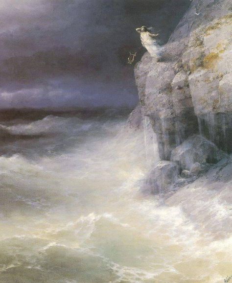 Sappho, 1893 by Ivan Konstantinovich Aivazovsky Ivan Konstantinovich Aivazovsky, Romanticism Paintings, Ivan Konstantinovich, Marine Artist, Oil Painting Reproductions, Russian Artists, Painting Reproductions, Western Art, World Art