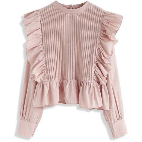 Jeans Dress Outfit, Pink Ruffle Top, Outfit Elegantes, Frill Tops, Fashion Tops Blouse, Muslim Fashion Outfits, Ruffled Top, Stylish Dress Designs, Pink Ruffle