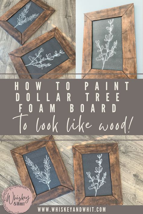 This post has four DIY Dollar Tree Boho Farmhouse decor projects, including a Dollar Tree hack to paint foam board to look like real wood! I'm also sharing how to paint buffalo plaid on one of the signs. Two of the Dollar Tree decor projects come with free cut files and are awesome Dollar Tree Cricut ideas! Farmhouse Paintings Diy, Dollar Tree Foam Board Ideas, Wood Board Signs Ideas, Dollar Tree Playroom Ideas, Boho Signs Diy, Foam Board Decoration Ideas, Dollar Tree Signs Makeover, Dollar Tree Cottagecore, Cricut Cottagecore