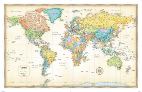 The 10 Best World Map Posters In 2019, According to Amazon - Vivid Maps Giant Poster, Map Murals, Map Paper, World Map Poster, Map Wall Decor, Map Shop, Wall Map, Pin Map, Old World Style