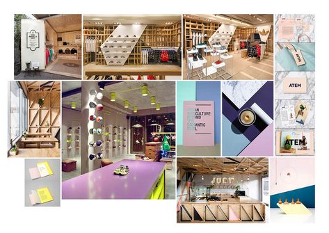 Moodboards for Retail Design on Behance Retail Store Mood Board, Puma Showroom, Car Moodboard, Clothes Market, Retail Interior Design, Board Shop, Branding Mood Board, Showroom Design, My Board