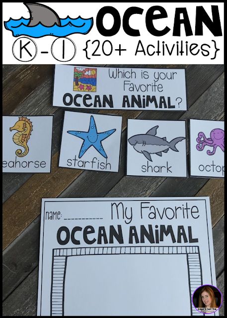 Ocean {20  Activities} for Kindergarten.  Ocean Activities for Kindergarten is perfect for your spring themes. This unit is based around essential questions with vocabulary cards with real pictures, anchor charts to reinforce concepts, labels for sorting, observations, writing and fun hands on craftivities that students will love!  You will find everything you need for a complete ocean unit! Ocean Science Center Preschool, Ocean Themed Literacy Activities, Ocean Theme For Kindergarten, Ocean Inquiry Kindergarten, Ocean Lessons For Kindergarten, Ocean Animal Crafts For Kindergarten, Kindergarten June Activities, Ocean Activities For Kindergarten, Ocean Animals Kindergarten Activities