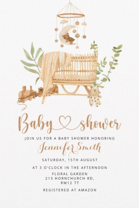 Boho nursery mobile baby shower Invitation. Little bear baby shower invitation. Matching items available. Bassinet Nursery, Boho Llama, Modern Greenery, Baby Shower Boho, Baby Shower Party Invitations, Nursery Boho, Boho Baby Shower Invitations, Mobile Baby, Boho Modern