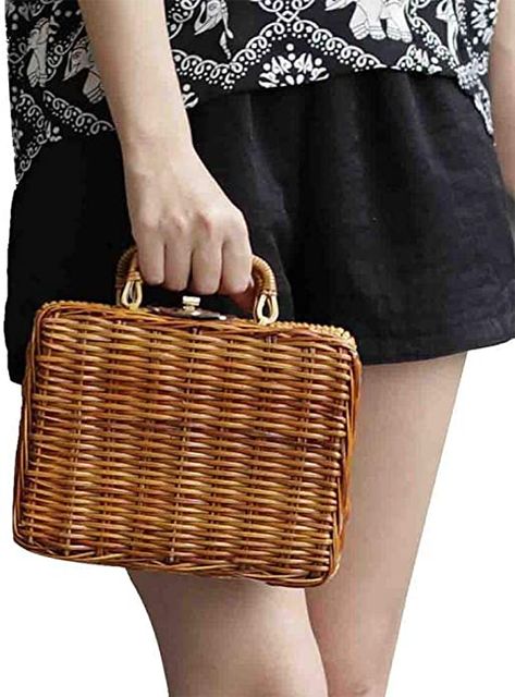 Amazon.com: Puedo Womens Vintage Rattan Handbag Handmade Tote Weave Purse Straw Bag Beach Bag Summer Straw Shoulder Crossbody Bag (Cross Coffee) : Clothing, Shoes & Jewelry Beach Purse, Straw Crossbody Bag, Rattan Handbags, Vintage Rattan, Handbags Black, Straw Beach Bag, Handmade Tote, Bag Summer, Crossbody Bag Women