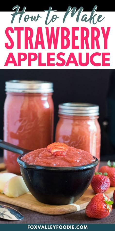 Applesauce Recipes Canning, Strawberry Applesauce, Homemade Applesauce Recipe, Canning Applesauce, Homemade Applesauce Recipes, Canned Strawberries, Applesauce Recipe, Organic Cooking, Home Canning Recipes