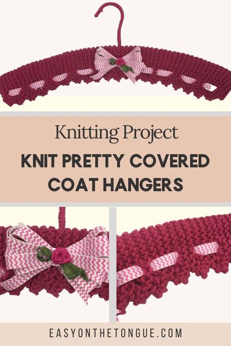 Covered Coathangers Ideas, Hanger Covers, Knitted Squares Pattern, Covered Coat Hangers, Slip Stitch Crochet, Hanger Crafts, Knitting Pin, Handmade Gifts Diy, Fair Isles