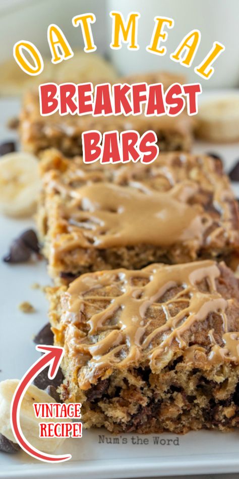 Peanut Butter Oatmeal Breakfast, Easy Breakfast Bar, Easy Oatmeal Bars, Use Up Ripe Bananas, Oatmeal Breakfast Bars Healthy, Peanut Butter Breakfast Bar, Banana Oatmeal Bars, Oatmeal Bars Recipes, Breakfast Bars Healthy