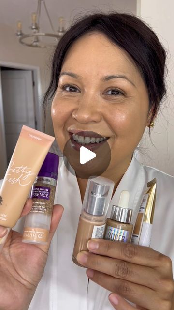 Makeup | Fashion | Style Hacks on Instagram: "Drugstore skin tint recommendations! I’m trying them on unfiltered real skin so you can decide which formulas are best for you. 
@colourpopcosmetics (shade light 7 W) Pretty Fresh is best if you’re looking for a moisturizer and coverage in one step. It’s vegan and cruelty free 
@revlon (Shade 213) Illuminance is best if you’re looking for long term skincare benefits and natural radiance 
@maybelline (shade 220) Super Stay works on all skin types but if you have oily skin this is the one for you. 
@lorealparis (shade 35) Age Perfect best for mature skin, dry skin or those looking for spf in a foundation. 
@covergirl (shade 30)is the most lightweight in the bunch, gel like texture feels like a second skin. Vegan and cruelty free
#drugstore #drugs Drugstore Foundation For Combo Skin, Best Drugstore Foundation For Over 40, Makeup For Textured Skin, Skin Tint Makeup, Drugstore Makeup Must Haves, Must Have Makeup Products, Best Drugstore Primer, Best Foundation For Dry Skin, Oily Skin Makeup