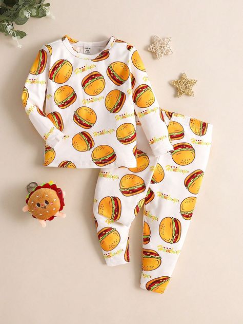 White  Collar   All Over Print Baby Pajama Set Embellished High Stretch  Baby Boys Clothing White Women Dresses, Baby Boy Pajamas, Waxed Eyebrows, Cartoon Letters, Baby Pajamas, Couple Matching, Boys Pajamas, Elegant Dresses Long, Pajamas Set