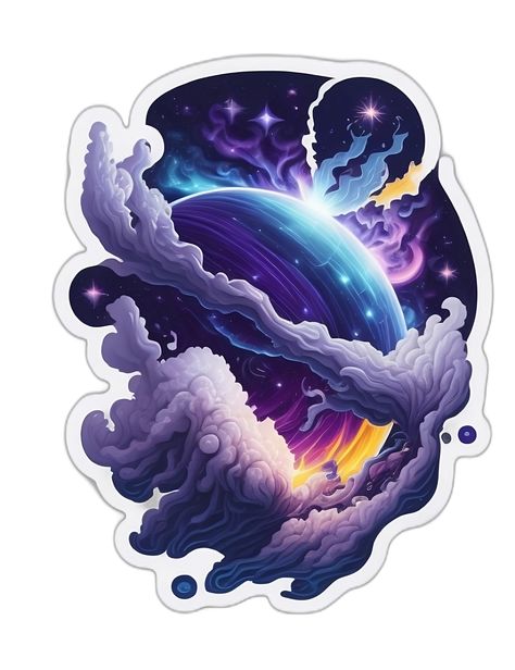 Our galaxy sticker design is a beautiful depiction of the wonders of the universe. The stunning colors and intricate details capture the essence of the galaxy, making it perfect for those who appreciate the mysteries of the cosmos. The design features a mesmerizing nebula, twinkling stars, and other celestial elements that will transport you to another dimension. The high-quality vinyl material ensures that this sticker will last for years to come. Galaxy Stickers Printable, Celestial Stickers, Universe Stickers, Galaxy Stickers, Galaxy Drawings, Landscape Pencil Drawings, Celestial Elements, Aesthetic Galaxy, Our Galaxy