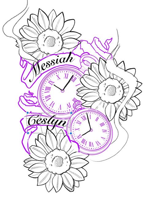 Mandala Clock Tattoo, Birth Clock Tattoo Design Women, 2 Clock Tattoo Design, Clock Tattoo Design Births, Clock Tattoos For Women Kids, Family Sleeve Tattoo Ideas For Women, Clock Drawing Tattoo, Rose Mandala Tattoo Design, Clock Tattoo Ideas For Women