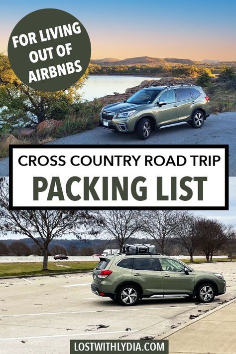 This road trip packing list has everything you need to bring for a cross country road trip. Start planning your long term road trip today with tips on technology items for digital nomads, outdoor gear, what clothing to pack and more. This packing list is especially helpful for digital on long term road trips who are living in Airbnbs. The blog also includes tips on finding long term Airbnbs, how to prepare for a long road trip and ways to pack efficiently. Day Hike Packing List, Driving Across Country, Route 66 Trip, Essential List, Trip Packing List, Road Trip Camping, Road Trip Packing List, Trip Packing, Nomad Life