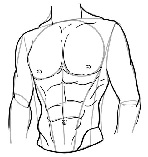 Abs Drawing - Create a Muscular Drawing of Abs Men's Body Drawing, Men With Abs Drawing, Six Pack Art Reference, Abb Reference Drawing, Six Packs Drawing, Abs How To Draw, Six Pack Drawing Tutorial, Abs Anime Guy Sketch, Draw Muscular Man