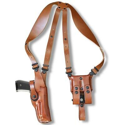 (eBay) Premium Leather Vertical Shoulder Holster, Double Mag Case Fits, Glock 20 #5015# Vertical Shoulder Holster, Shoulder Holster, Hunting Equipment, Square, Leather, Quick Saves