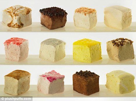 'Marshmallows are the new cupcakes': Gourmet sugary puffs set to take New York's artisan bakeries by storm Homemade Marshmallow Recipe, Gourmet Marshmallows, Marshmallow Recipes, Marshmallow Recipe, Gourmet Bakery, Gourmet Marshmallow, Sweets Bar, Flavored Marshmallows, Homemade Marshmallow