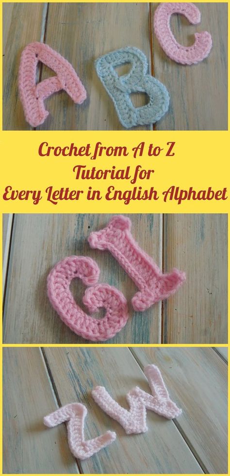 Crochet Tutorial for Each Letter in Alphabet - Design Peak Crochet Letters Pattern, Appliques Au Crochet, Granny Square Häkelanleitung, Crochet Alphabet, Crochet Letters, Crochet Vintage, Stitch Crochet, Alphabet Design, Crochet Motifs