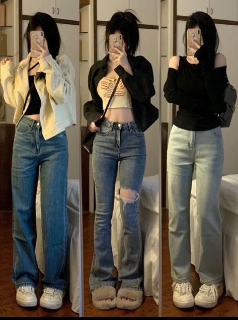 k fashion items jeans acubi Simple Style Outfits, Korean Casual Outfits, Outfit Jeans, Easy Trendy Outfits, Fabulous Dresses, Swaggy Outfits, Korean Outfits, Casual Style Outfits, Looks Vintage