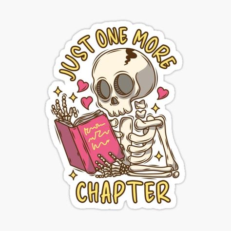 Books Reading Quotes, One More Chapter Sticker, Cool Sticker Ideas, Cute Book Stickers, Reading Journal Stickers, Cool Laptop Stickers, Reading Stickers, Weird Stickers, Funny Laptop Stickers