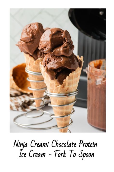 Ninja Creami Chocolate Protein Ice Cream—Indulge guilt-free with our delectable Chocolate Protein Ice Cream, crafted specifically for the Ninja Creami. It promises a creamy, rich texture without compromising nutrition. Protein Ice Cream Ninja Creami, Chocolate Protein Ice Cream, Ice Cream Ninja Creami, Toffee Ice Cream, Make Your Own Ice Cream, Protein Ice Cream Recipe, Ninja Creami Recipes, Creami Recipes, Sugar Free Pudding