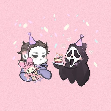 Scary But Cute, Scary Drawings, Ooga Booga, Scary Movie Characters, Happy Belated Birthday, Horror Tattoo, Birthday Posts, It's My Birthday, Ghost Face