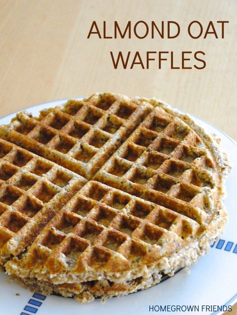 Healthy Almond Oat Waffles Oat Waffles, Almond Flour Waffles, Waffle Recipe Healthy, Oatmeal Waffles, Oat Flour Recipes, Recipe Keeper, Gf Breakfast, Gluten Free Waffles, Baking With Almond Flour