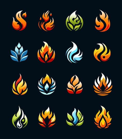 Fire icons | Premium Vector #Freepik #vector #symbol #symbols #clipart #emblem Firestone Logo, Fire Symbols, Fire Symbol, Fire Badge, Fire Vector, Fire Icons, Viking Symbols, Fire Emblem, Drawing Reference