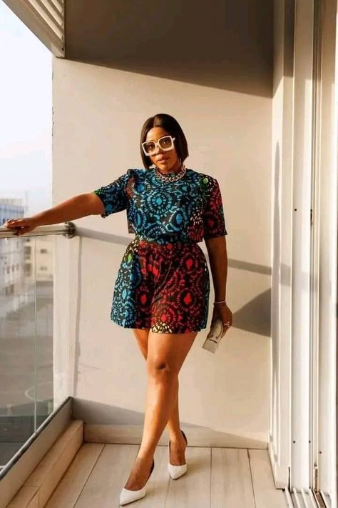 Short And Top Set Two Pieces Ankara, Ankara Dress Designs, Frontal Hair, Ankara Dress Styles, 2piece Outfits, African Print Dress Ankara, African Print Clothing, Short African Dresses, African Wear Dresses