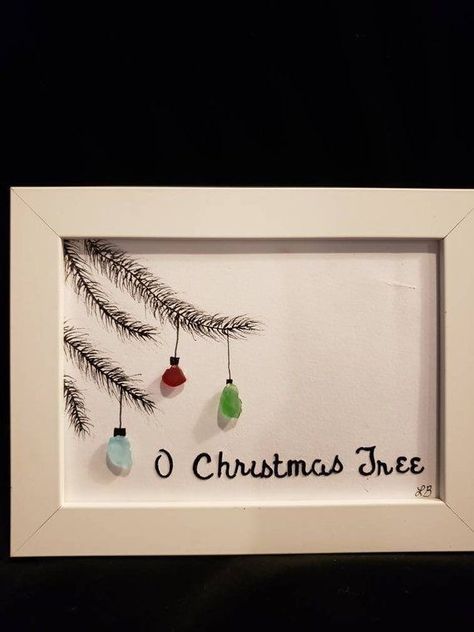 Sea Glass Diy, Sea Glass Christmas, Sea Glass Art Diy, Sea Glass Art Projects, Beach Glass Crafts, O Christmas Tree, Christmas Picture, Beach Glass Art, Glass Art Projects