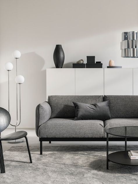 Grey Sofa Inspiration, Grey Flooring Living Room, Gray Sofa Living, Sofa Arrangement, Grey Sofa Living Room, Style Salon, Ikea Living Room, Sofa Inspiration, Grey Sofa