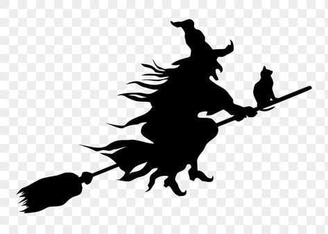 Cat Head Silhouette, Flying On A Broom, Witch Flying On Broom, Halloween Flying Witch, Lantern Illustration, Halloween Silhouette, Witch Flying, Witch Silhouette, Witch Clipart