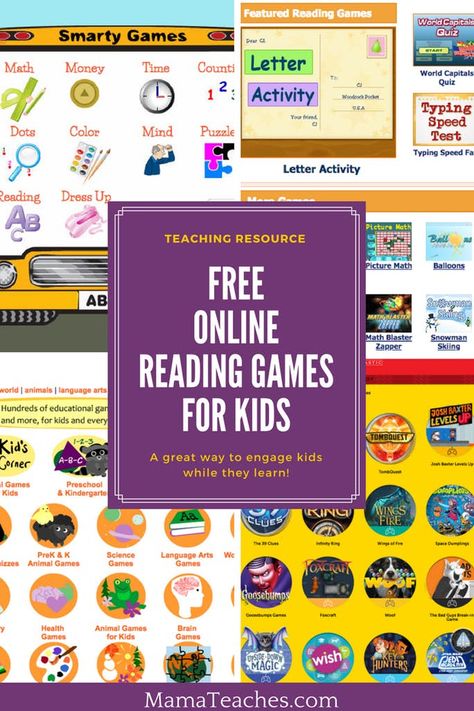 Reading Websites For Kids, Fun Reading Games, Reading Games For Kids, Learning Websites For Kids, Educational Websites For Kids, Learning Games For Kids, Online Reading, Reading Games, Learning Apps