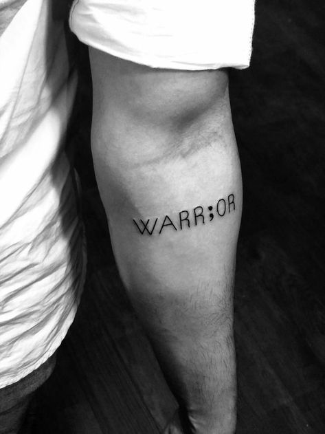 Semi-colon Tattoo Warrior, Semi-colon Tattoo Survivor, Warrior Tattoos Semi Colon, Warrior Tattoo With Semi Colon, I Am A Survivor Tattoo, Survivor Tattoo Ideas For Men, Warrior Semi Colon Arrow Tattoo, Tattoo Sleave Ideas Men, Semi-colon Tattoo Placement Ideas