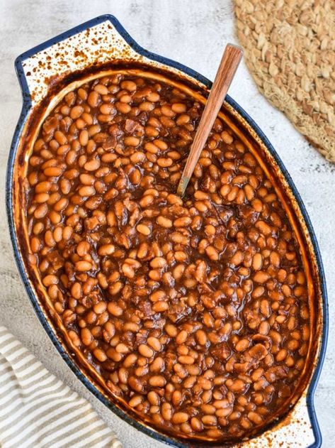 Baked Beans From Scratch • Dance Around the Kitchen Southern Bbq Baked Beans, B&m Baked Beans Recipe, Copycat Bushes Baked Beans, Bush’s Baked Beans Doctored, Bourbon Bbq Baked Beans, Famous Dave’s Baked Beans, Baked Beans From Scratch, Vegan Bbq Recipes, Homemade Baked Beans