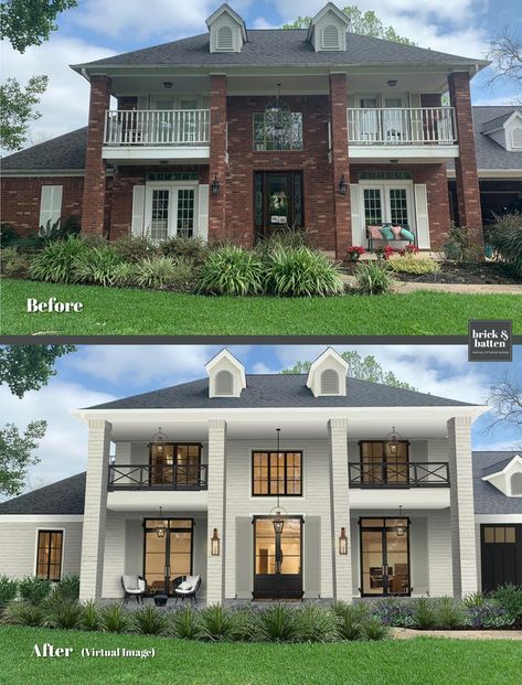 12 Great Reasons to Paint Your Door Black | Blog | brick&batten Colonial House Exterior, Brick Colonial House, Colonial House Exteriors, Exterior House Renovation, Painted Brick House, House Makeovers, Exterior House Remodel, Modern Colonial, Door Black