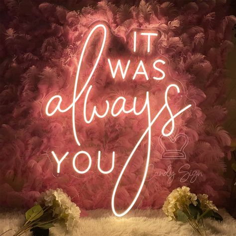 Welcome to Candyledneonsign Shop! Build Your Pink Dream, and Make It!   For custom neon signs, feel free to check out our custom link for more ideas at: https://www.etsy.com/listing/1263369979 Candyledneonsign  Neon sign: It Was Always You 【Size option-WxH】 : 12x16in(31.5x40cm)  14x18in(35x45cm) 15x20in(39x50cm)  17x22in(43x55cm) 18x24in(47x60cm)  20x26in(51x65cm) 21x28in(54.5x70cm)  23x30in(58.5x75cm) 25x31in(62.5x80cm)  26x33in(66.5x85cm) 28x35in(70.5x90cm)  31x39in(78x100cm)  (Custom size acc Party Wall Backdrop, Neon Light Wedding, Party Event Decor, Party Wall, Light Wedding, Engagement Party Wedding, Proposal Engagement, Wall Backdrops, Etsy Personalized Gifts