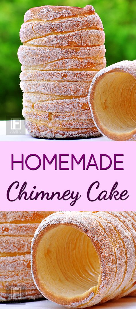 Hungarian Chimney Cake Recipe, Chimney Cakes Recipe, Chimney Cones Recipe, Chimney Cakes Hungarian, Chimney Cake Recipe, Chimney Cakes, Easy Puff Pastry Recipe, Cake At Home, Chimney Cake