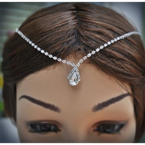 Wedding Tikka Headpiece Indian Inspired Crystal Jewelry-Bridal hair... ($46) ❤ liked on Polyvore featuring accessories, hair accessories, bridal hair combs, rhinestone hair comb, bridal hair accessories, swarovski crystal hair accessories and swarovski crystal headband Hair Parted Down The Middle, Headpiece Indian, Tikka Headpiece, Diamond Headpiece, Crystal Hair Accessories, Rhinestone Hair Comb, Head Jewelry, Indian Inspired, Crystal Headband