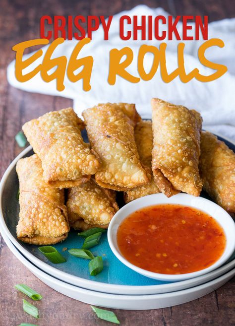 Crispy Chicken Egg Rolls Recipe Chicken Egg Rolls Recipe, Egg Rolls Recipe, Wok Recipes, Chicken Egg Rolls, Chicken Spring Rolls, Chinese Foods, Appetizer Dishes, Egg Roll Recipes, Egg Roll Wrappers