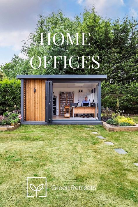 Outdoor Office Design, Tiny Office Building, Work From Home Office Shed, Detached Office Backyard Studio, Garden Office Room, Backyard Home Office, Detached Home Office, Garden Room Office, Backyard Office Ideas