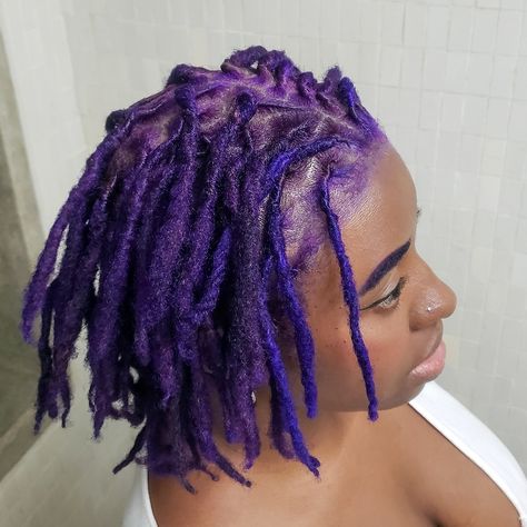 Purple Locs Black Women Natural Hair, Dark Blue Dreads Black Women, Dark Purple Locs, Purple Locs Black Women, Lavender Locs, Colors Locs, Locs Purple, Locs For Black Women, Indigo Hair Color