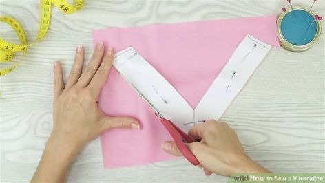 How to Sew a V Neckline: 14 Steps (with Pictures) - wikiHow Make Mittens From Old Sweaters, Mittens From Old Sweaters, Cozy Gloves, Tartan Material, Crystal Ideas, Trousers Pattern, Make A Tie, Dressmaking Patterns, Sewing Collars