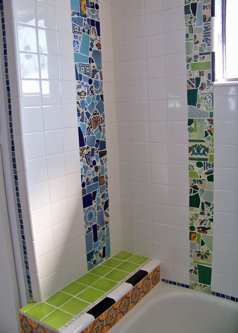 Change in plans ~ I have so many people that still refer to this blog, so I decided to keep it and use the one on the website as well. ... Bathroom Mosaic Tile Ideas, Mosaic Bathroom Floor, Mosaic Tile Bathroom Floor, Bathroom Mosaic Tiles, Bathroom Art Diy, Shower Mosaic, Mosaic Bathroom Tile, Mosaic Tile Designs, Mosaic Bathroom