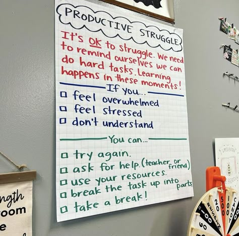 Productive Struggle, Struggle Quotes, Teaching Classroom Management, Today I Feel, Responsive Classroom, Classroom Anchor Charts, Classroom Culture, Classroom Routines, Classroom Behavior Management