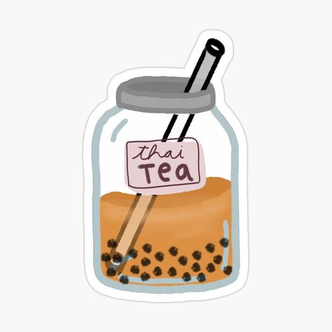 Get my art printed on awesome products. Support me at Redbubble #RBandME: https://www.redbubble.com/i/sticker/Thai-Boba-Tea-Jar-by-theasianmango/52173781.EJUG5?asc=u Sticker Printable, Jar Stickers, Thai Tea, Tea Jar, Digital Planning, Boba Tea, Printable Stickers, Transparent Stickers, Awesome Products