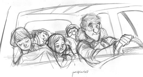 People In Car Drawing, Driving Drawing References, Driving Pose Reference, Driving Reference, Driving Illustration, Late Night Driving, Zombie Cartoon, Reference Pose, Vis Dev